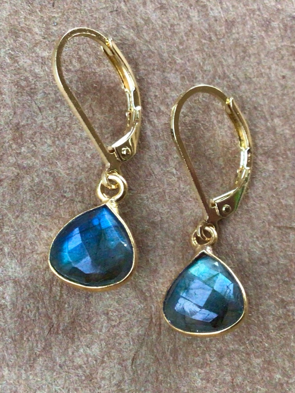 Gold Vermeil Flashy Labradorite Sundance Charm Earrings